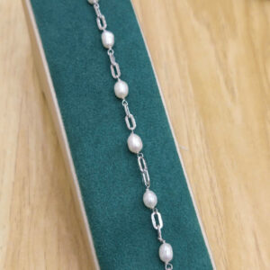 Lắc tay ngọc trai mắt xích hạt gạo-L090