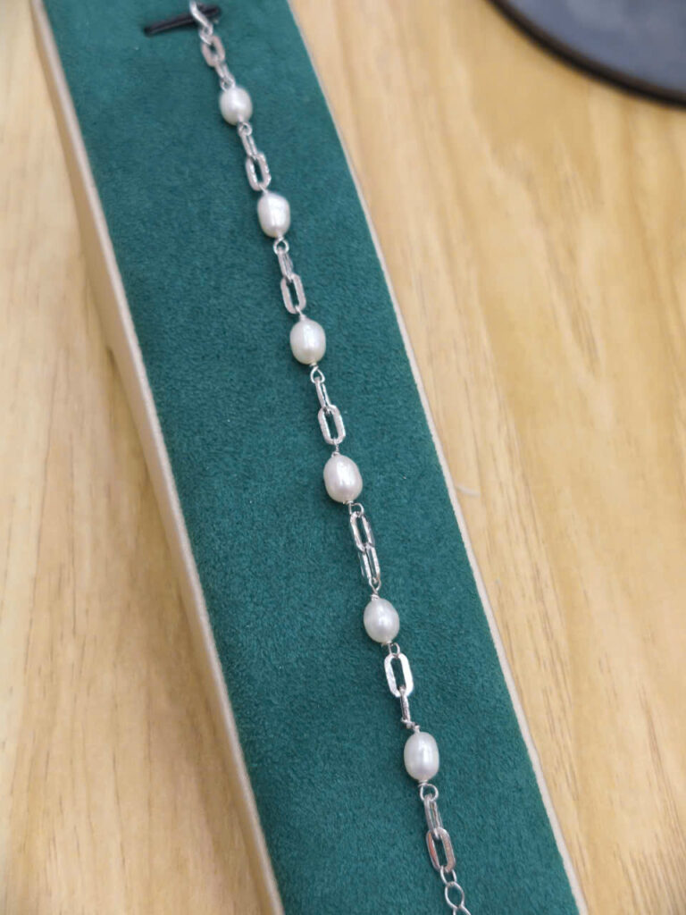 Lắc tay ngọc trai mắt xích hạt gạo-L090