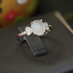 Nhẫn bạc ngọc phỉ thuý song tim-NP111