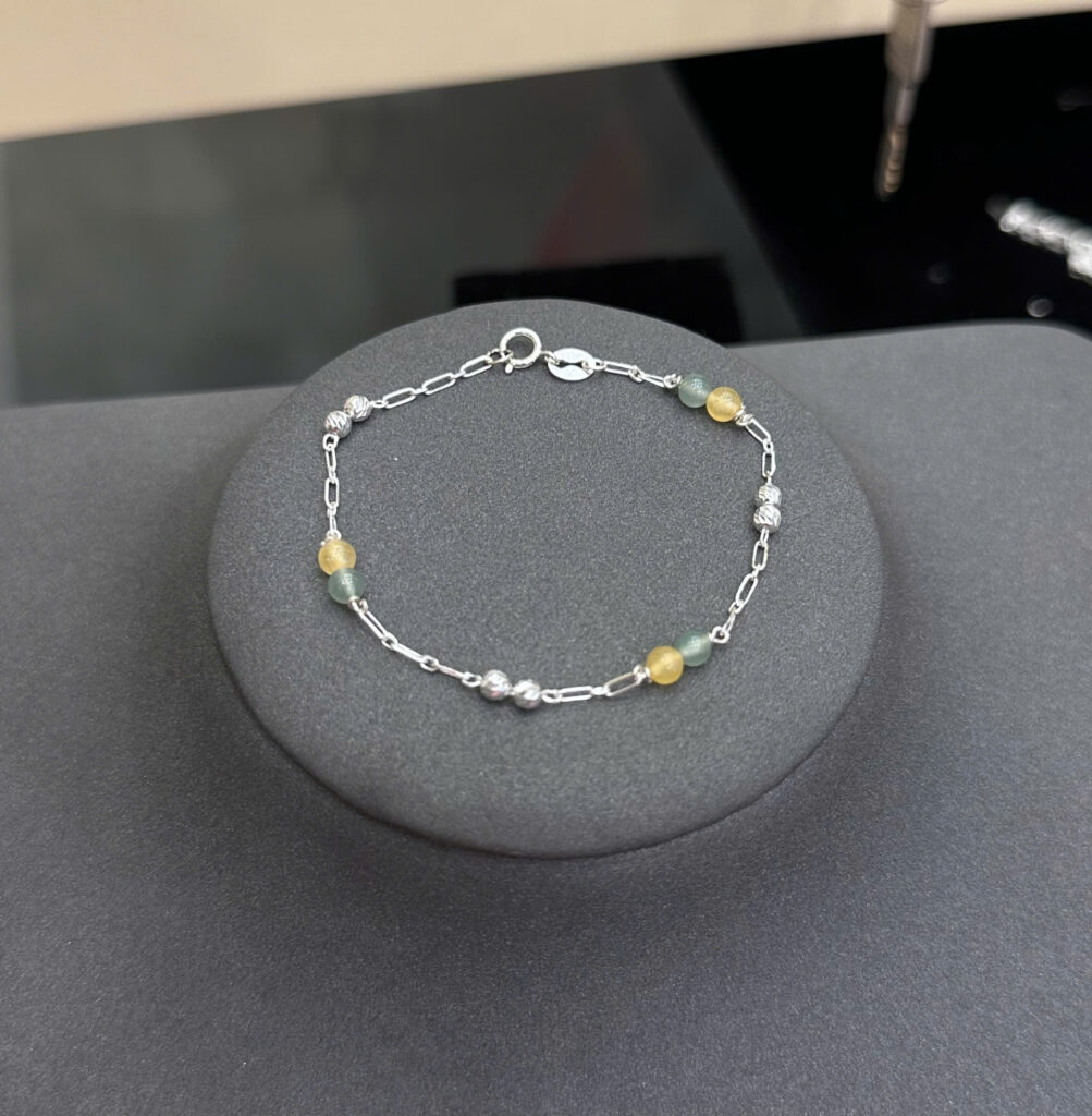 Lắc tay bạc mắt xích ngọc phỉ thuý -LP110