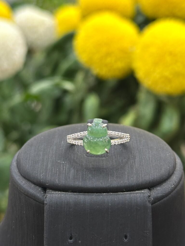 Nhẫn bạc hồ lô ngọc phỉ thuý type A- NP151