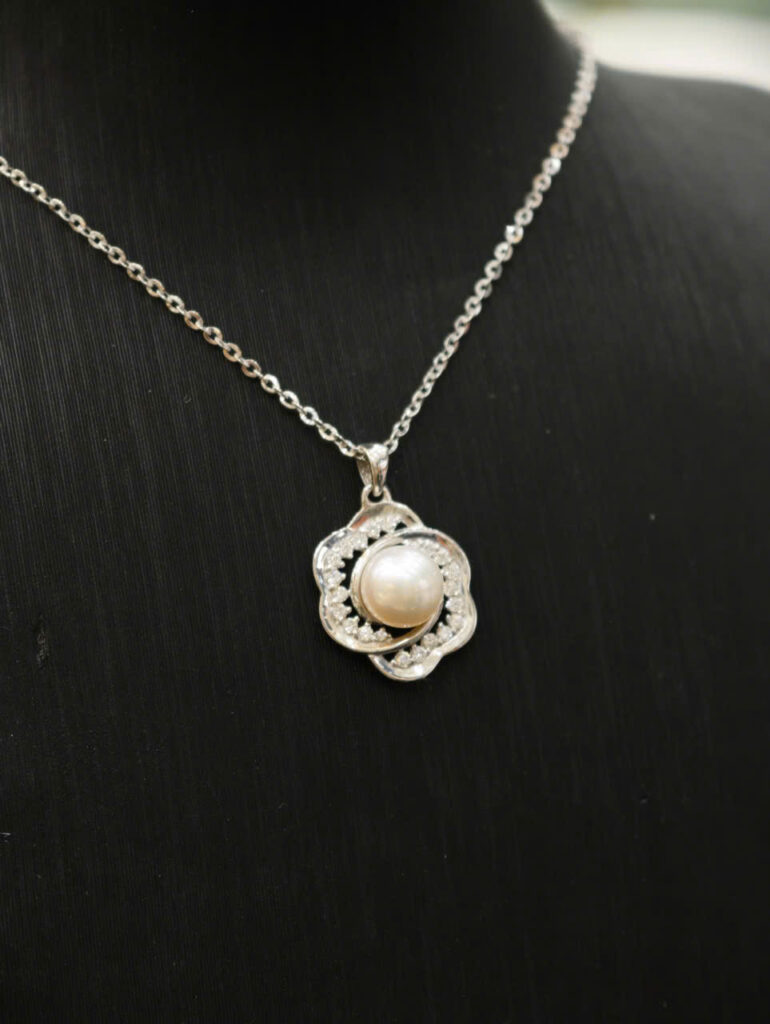 Dây chuyền ngọc trai hoa của biển 7-7,5mm-D217