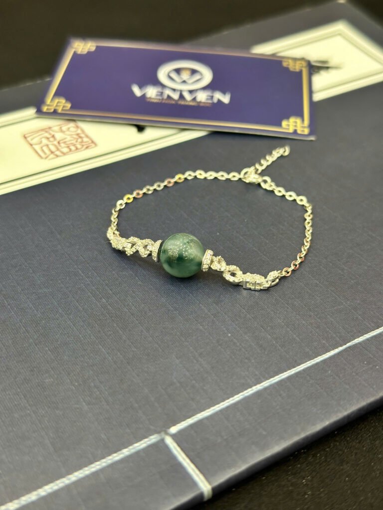 Lắc tay ngọc phỉ thuý hoa bay đai mắc xích-LP136