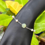 Lắc tay phỉ thuý hoa sen kết hợp ngọc trai cách ngọc -LP160