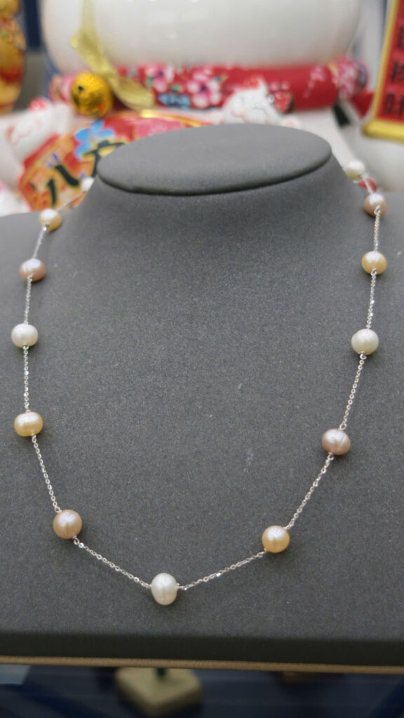 Dây chuyền cách ngọc trai 3 sắc (ngọc trứng loại 2) -D227