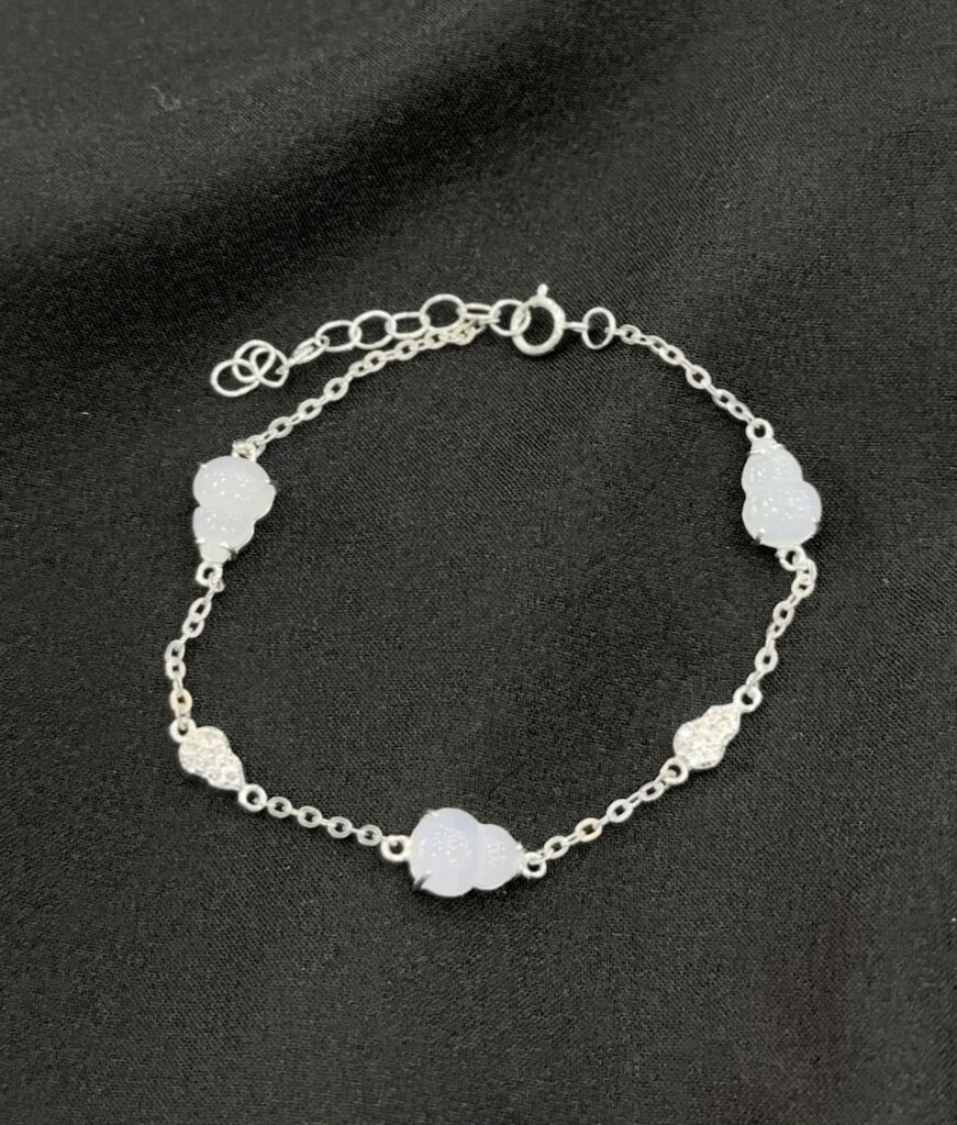 Lắc tay phỉ thuý hồ lô bạc ngọc tam tài -LP197