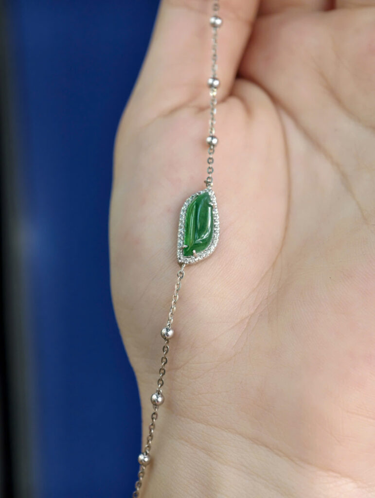 Lắc tay bạc phỉ thuý mắt ngựa xanh đậm -LP183